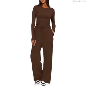 Women's 2 Piece Sets 2025 Fall Outfits Long Sleeve Wide Leg Tracksuits Casual Lounge Set Matching SetsFFMotionModeXXPacePivot9