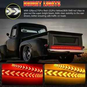 Upgraded 60-Inch Fishbone Shaped LED Tailgate Light Bar, LED Tailgate Lights with Arrow Turn Signals,Brake Running Sequential Turn Signal Strip Strobe Light Bar, IP67 Waterproof for Pickup Truck,SUV,RV,Car Light Embellishments,led lights for cars Lightbar