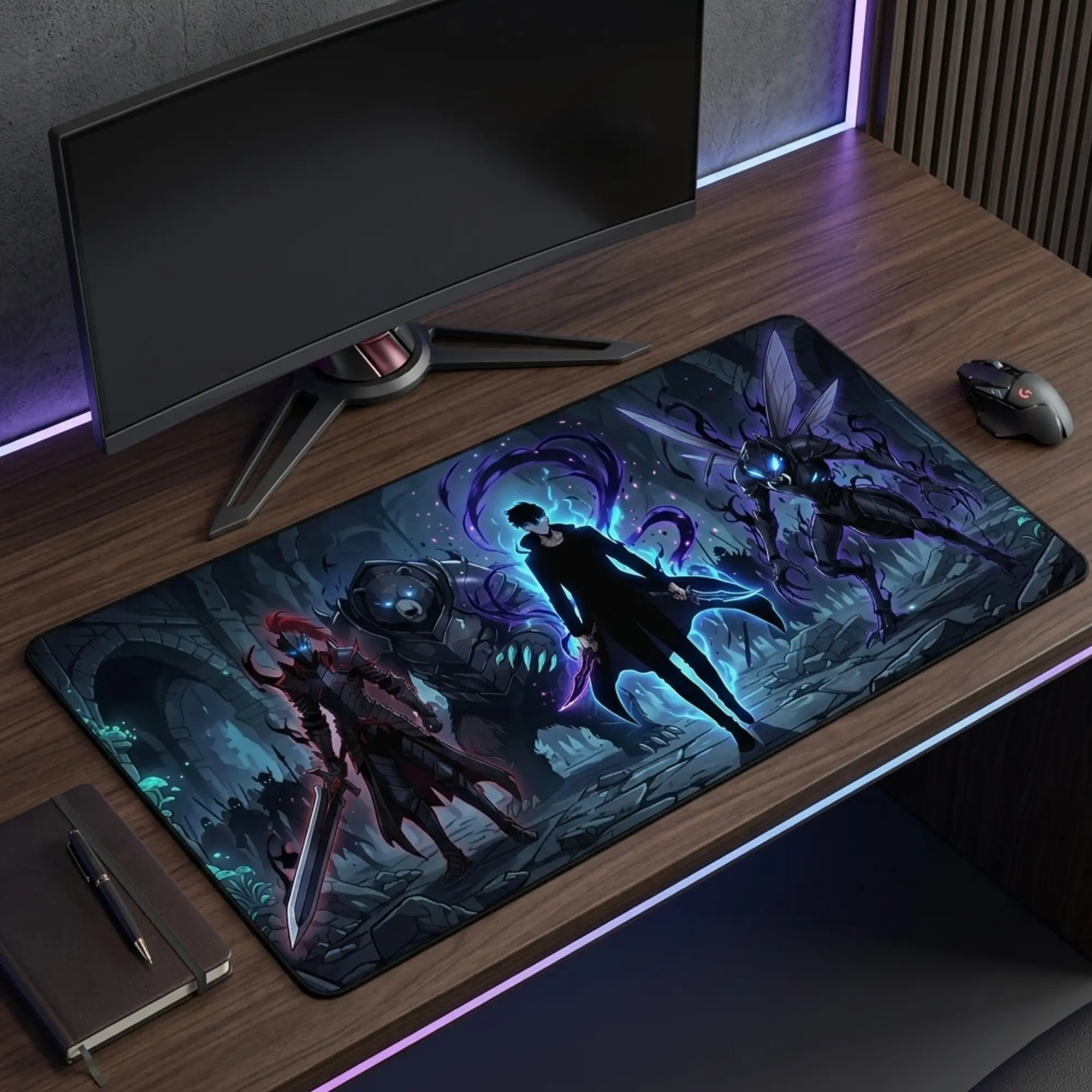 Shadow Monarch Solo Leveling Desk Mat, Anime Extra Large Non-Slip Mousepad, Gaming Desk Pad, Office Accessory, Birthday Gift, Christmas Gift
