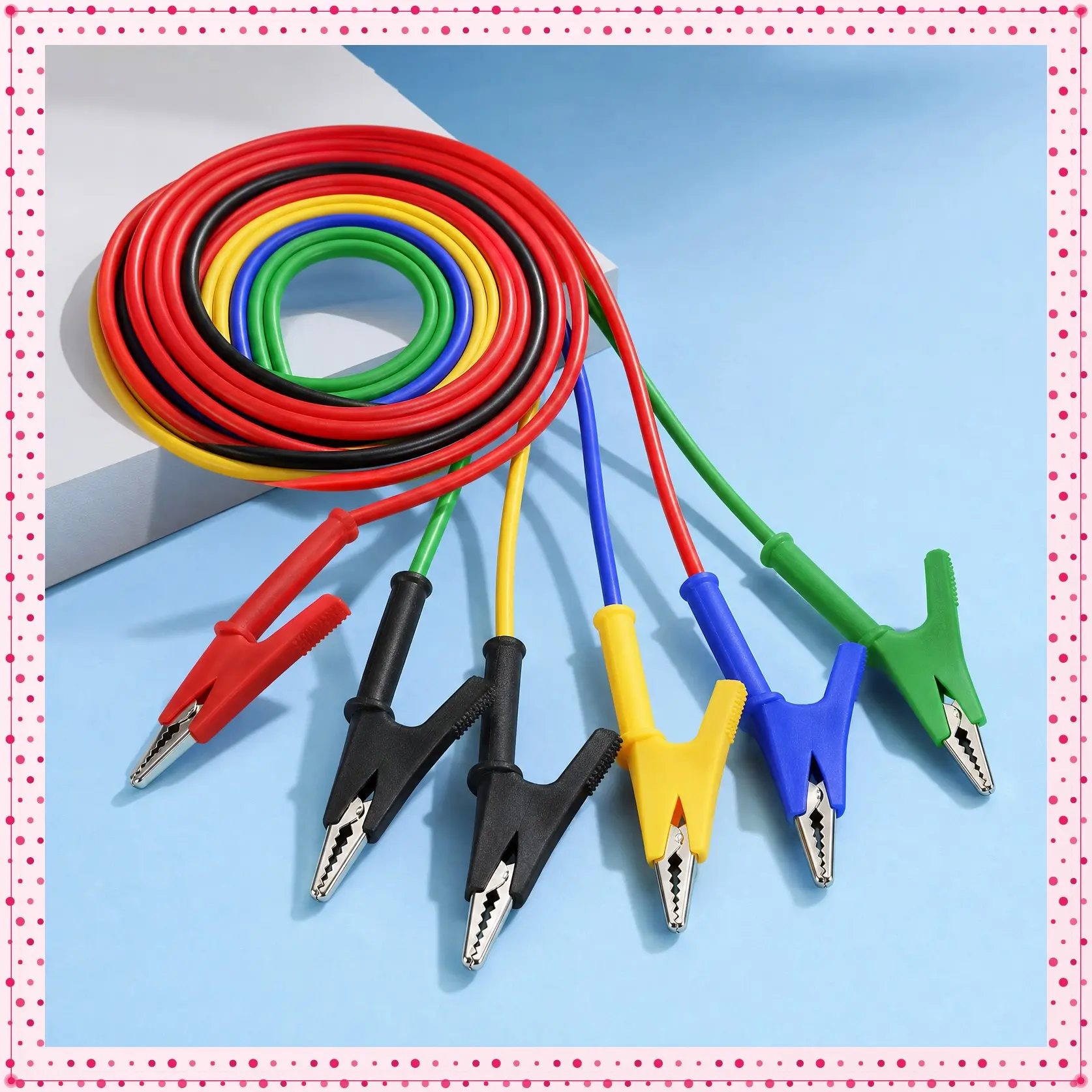 5Pcs Alligator Clips Test Leads Set - 3.3Ft Dual Ended Crocodile Wire Cable,Jumper Wires with Pure Copper Clips,Flexible Copper Cable,for Electrical Testing,Car Repair
