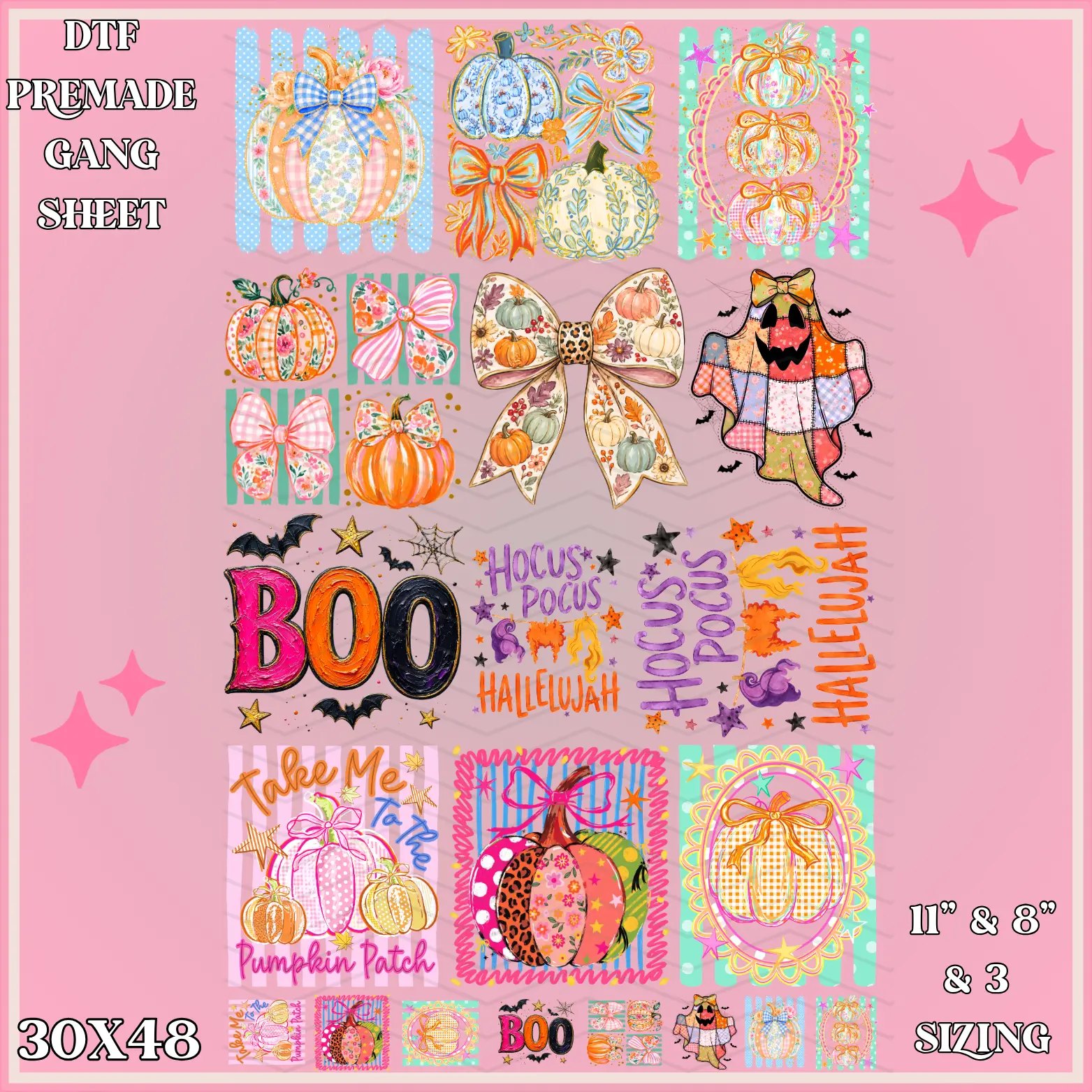 Colorful Fall Pumpkins 30x48 - PREMADE GANG SHEET