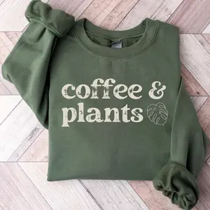 Coffee & Plants Sweatshirt, Plant Tshirt, Houseplant Tee, Plant Lover Gifts, Plant Mom Gift , House Plant