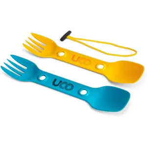 Utility Spork 3-in-1 Combo Spoon-Fork-Knife Utensil, 2-Pack, Gold/Sky Blue
