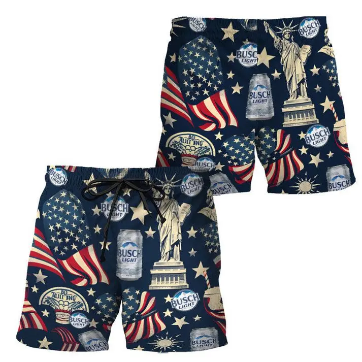 Busch Light Liberties Vintage Flag Swim Trunks, Summer Shorts, Hawaiian Shorts, Gift For Him