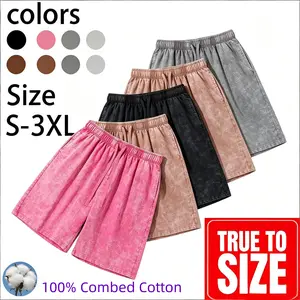 Men's Acid Washed Cotton Athletic Sweat Shorts  1-3 Pack, Elastic Waist with Drawstring, Pockets, Baggy Bottom, Unisex Fit for Gym, Streetwear, Tropical Summervibes (Couple-Matching Option)