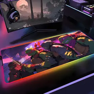 Cartoon Teenage Mutant Ninja Turtles Mouse Pad Gamer Rgb 1000×500mm 900×400mm 800×400mm 600x300mm Desk Mat Back Light Led Mousepad Setup Gaming Accessories Deskmat Big Mousepad Backlight