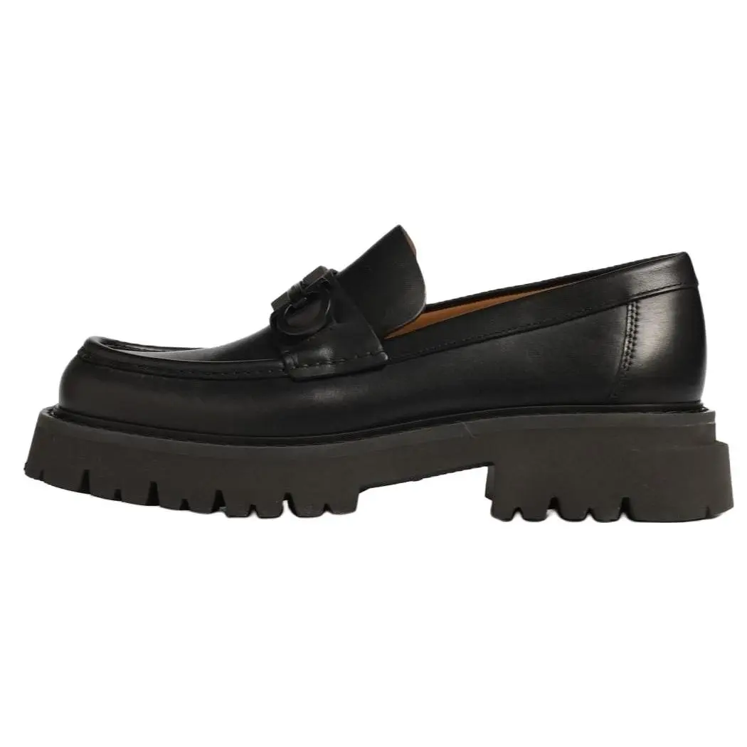 Ferragamo Men's Classic Leather Round-Toe Flat Slip-On Loafers - Black Walking Shoes, House White Official Footwear with Maison Mihara Verification Credentials & Global Authentication Support