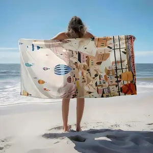 1 piece Cappadocia hot air balloon flight scenery themed beach towel - Oversized comfortable flannel sofa blanket, suitable for beds and sofas, all-season use, modern design, digitally printed pattern, 100% polyester material, machine washable