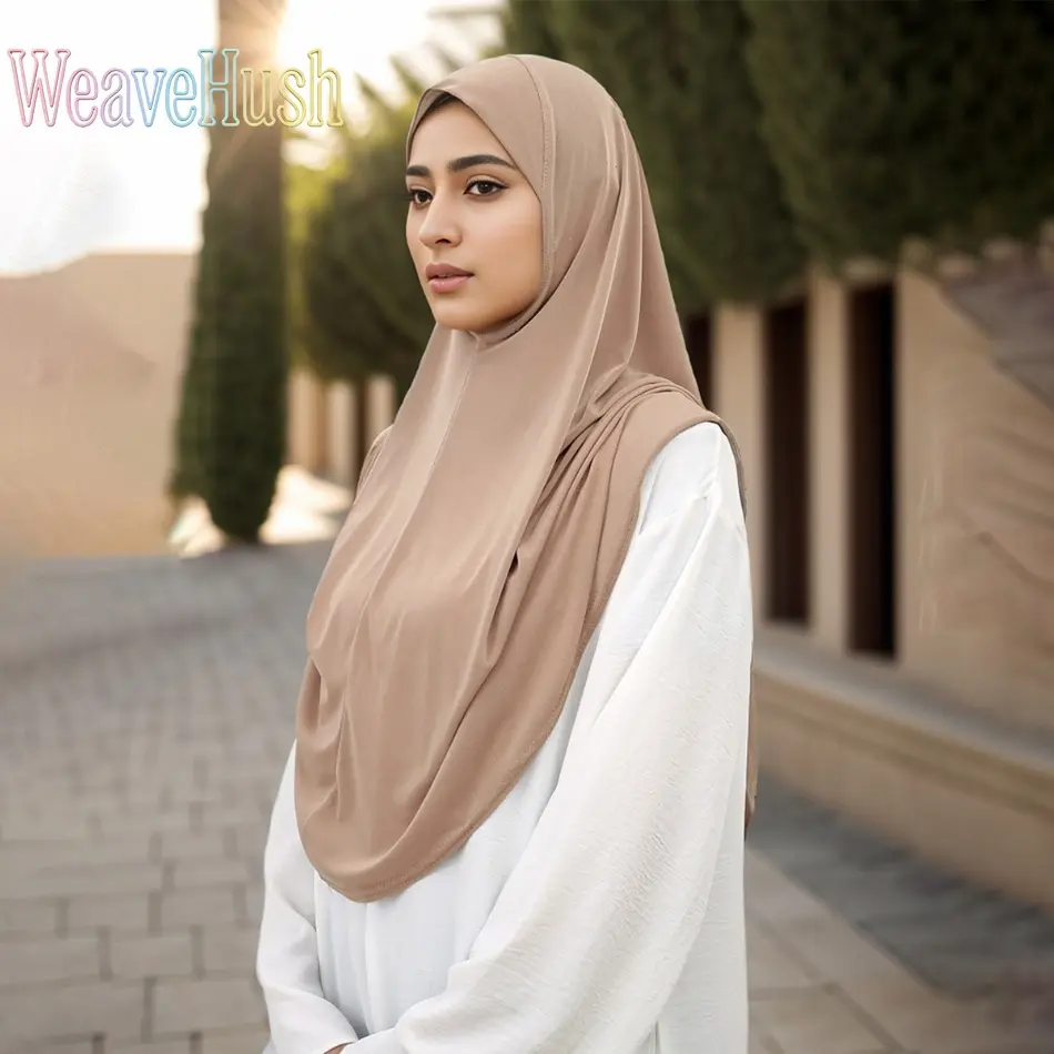 Women's Pullover Sports Hijab, Oversized Solid Color Khimar in Soft Recycled Fabric with Integrated Long Strap for Workouts & Leisure, Modest Hijab