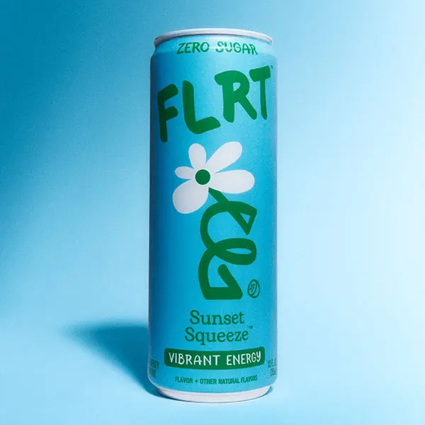 FLRT Energy, Sunset Squeeze, Clean Energy, Sugar-Free Energy Drink, 12 Fl Oz can