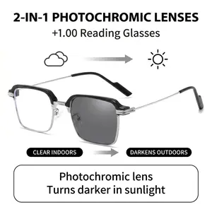 Progressive Multifocal Reading Glasses for Men Women Photochromic Transition Sun Readers Smart Zoom Anti Blue Light Blocking Computer Eyeglasses High Definition Eyewear No Line Multifocus Glasses UV400 SunGlsses Protection Gift for Dad Mom with Case Pack