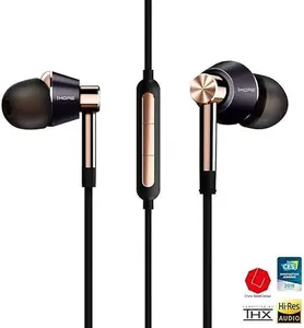 E1001-1MORE Triple Driver in-Ear Earphones Hi-Res Headphones with High Resolution, Bass Driven Sound, MEMS Mic, in-Line Remote, High Fidelity for Smartphones/PC/Tablet - Gold