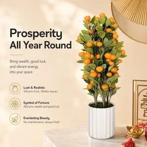 Realistic Faux Orange Tree - Potted Artificial Fruit Plant for Home Decor, Kitchen, No Water Needed Home Supplies Decorative Plant