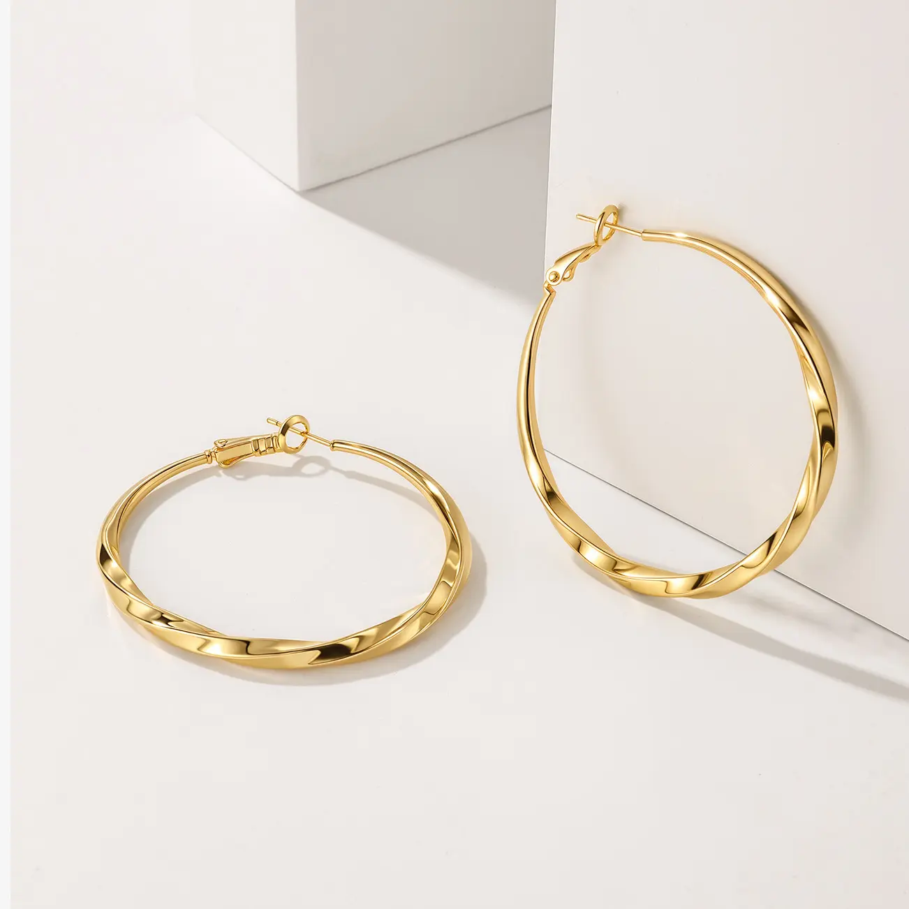 DIROMON 14K Gold Plated 925 Sterling Silver Post Hoops Earrings For Women Hypoallergenic Lightweight Twisted Hollow Tube Hoops Earrings | Trendy Gold Hoop Earrings