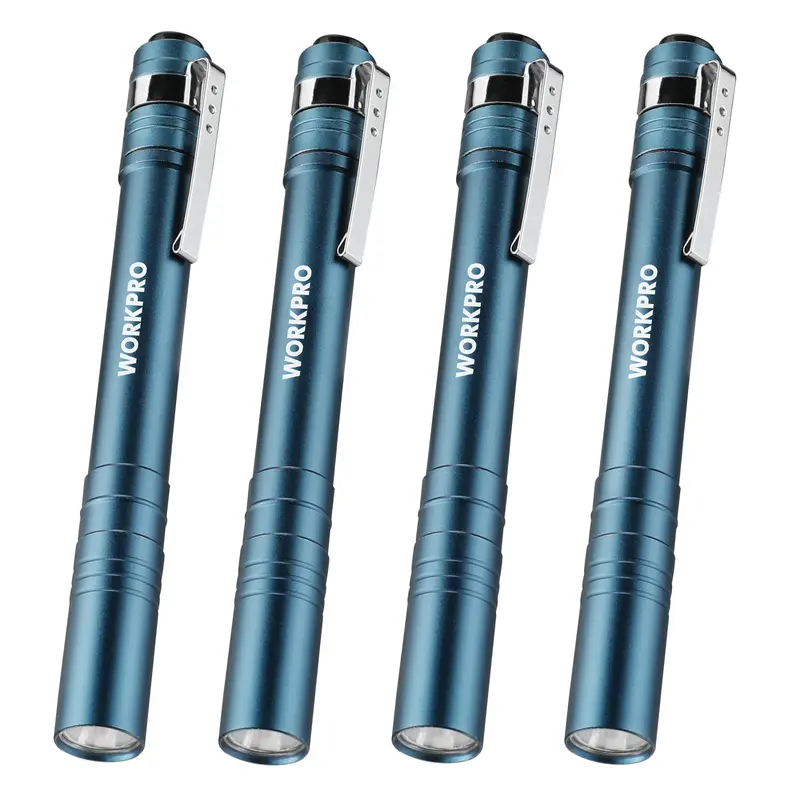 #toolupgrade WORKPRO LED Pen Light, Aluminum Pen Flashlights, Pocket Flashlight with Clip for Inspection, Emergency, Everyday, 2AAA Batteries Include(4-Pack)