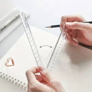 Clear Folding Ruler, Double Sided Scale, 2 Counts Durable & Shatterproof Precise Measuring Tool, Suitable for School Home Office, Classroom Supplies