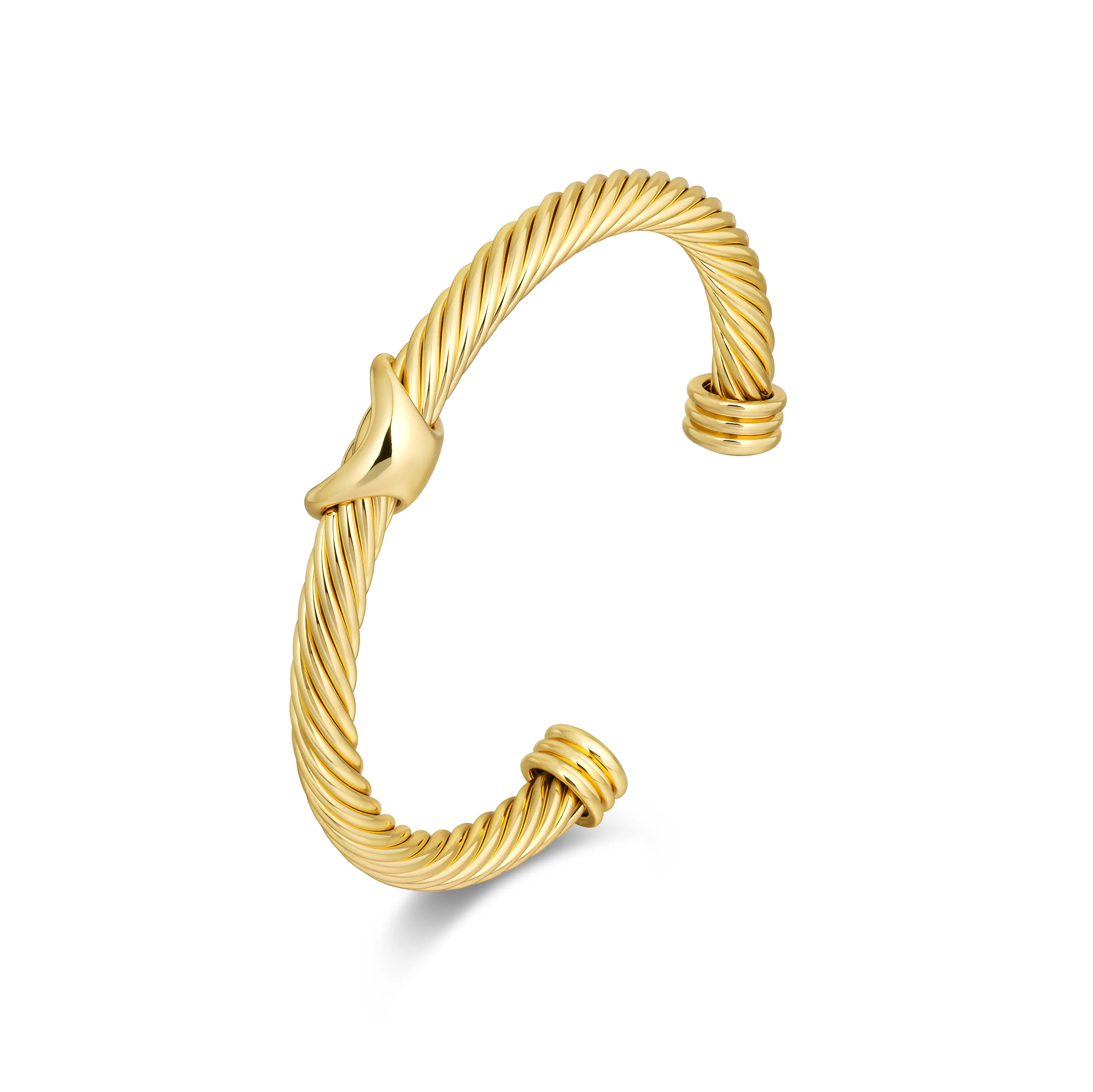 Aprilery Gold-Tone Twisted Rope Cuff Bracelet with Sculpted Accent, Luxury Jewelry for Daily Wear & Sophisticated Occasions Trendy Jewellery Accessory