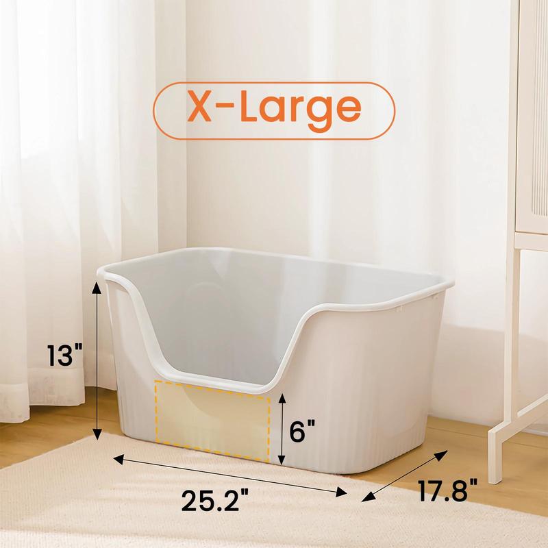 39L Large Cat Litter Box with High Sides, Open Top, Includes Scoop, 23.6 x 15.8 x 12 inches 39L Large Cat Litter Box with High Sides, Open Top, Includes Scoop, 23.6 x 15.8 x 12 inches