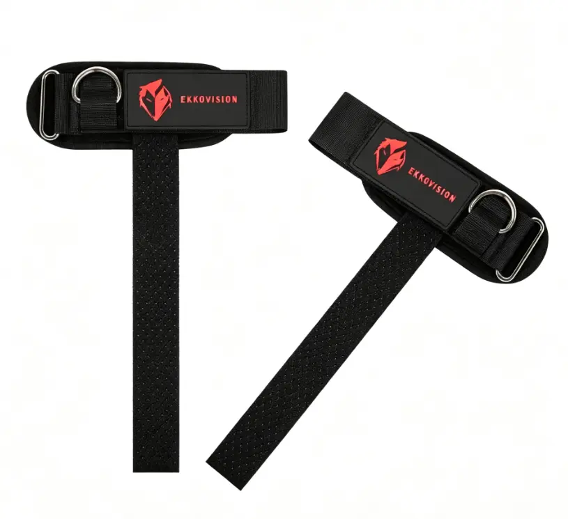 Unisex Adjustable Lifting Straps with Cushioned Wrist Cuff, 14.5" Cotton Strap, Anti-Slip Silicone Beads, 5mm Steel D-Ring, Pivot Pad for Free-Weight Lift, Gym Fitness Training