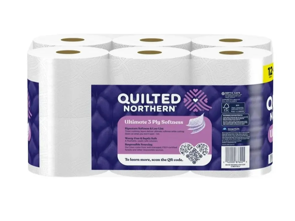 Quilted Northern Ultra Plush 3-Ply Toilet Paper, 12 Mega Rolls, 255 Sheets Per Roll Pack Bathroom Tissue