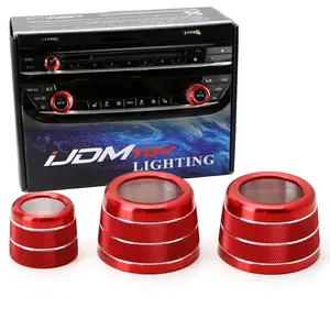 iJDMTOY 3pcs Red Anodized Aluminum AC Climate Control and Radio Volume Turner Ring Covers For 2017-up BMW G30/G31 5 Series
