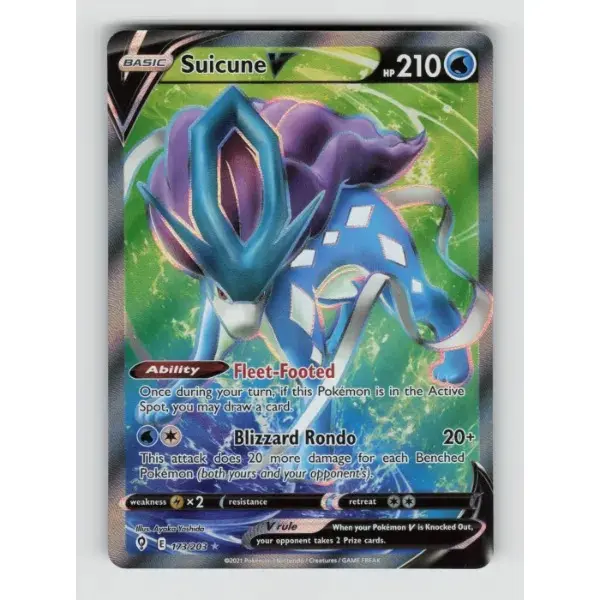 POKEMON TCG AUTHENITC RAW SINGLES: Suicune V Evolving Skies Ultra Rare 173/203 NEAR MINT English
