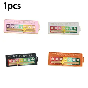 Adjustable Energy Badge Pin, DIY Social Alloy Emblem, Expressive School Lapel Pin, Personalized Slide Design, Unique Accessory