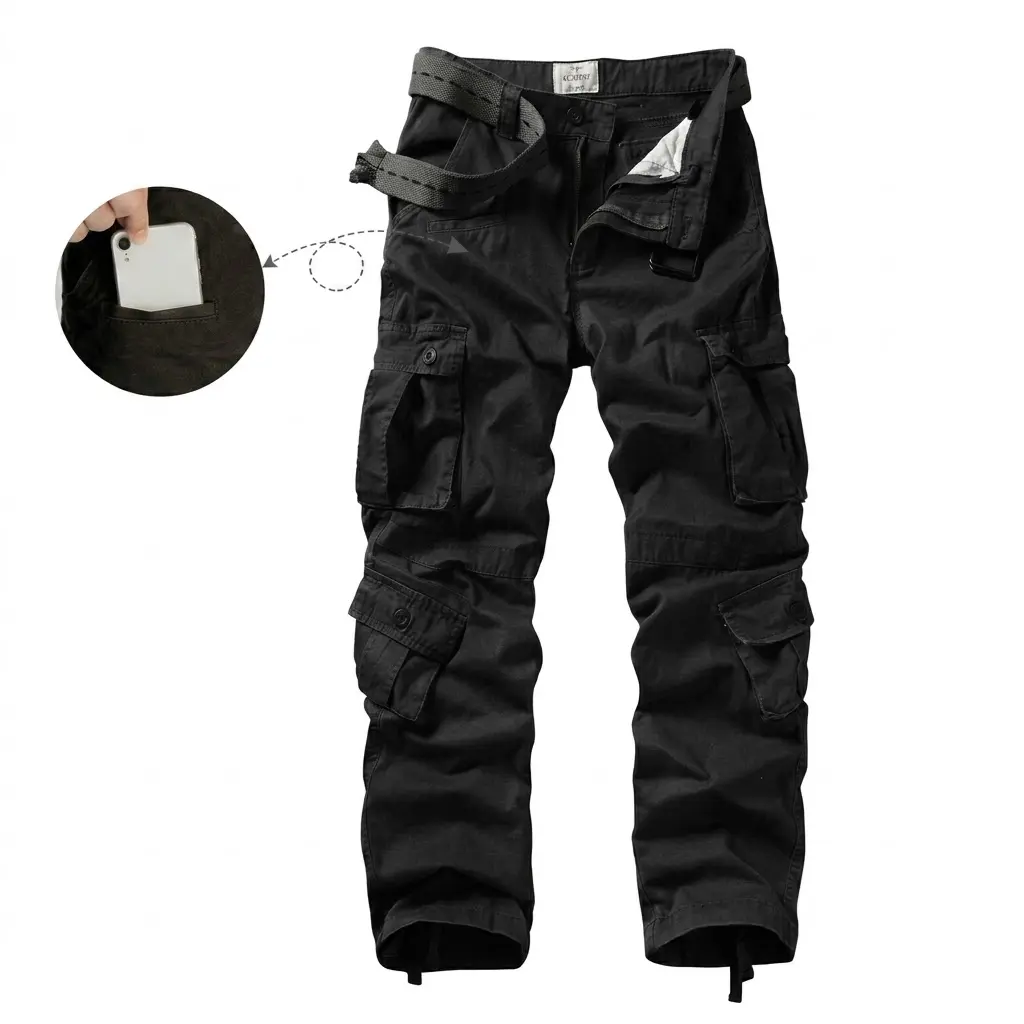 Men's Cargo Pants, Relaxed Fit Multi Pocket Work Pants | Ripstop Cotton Casual Outdoor Camo Pants with 9 Cargo Pockets for Work, Outdoor Activities and Casual Wear (No Belt)