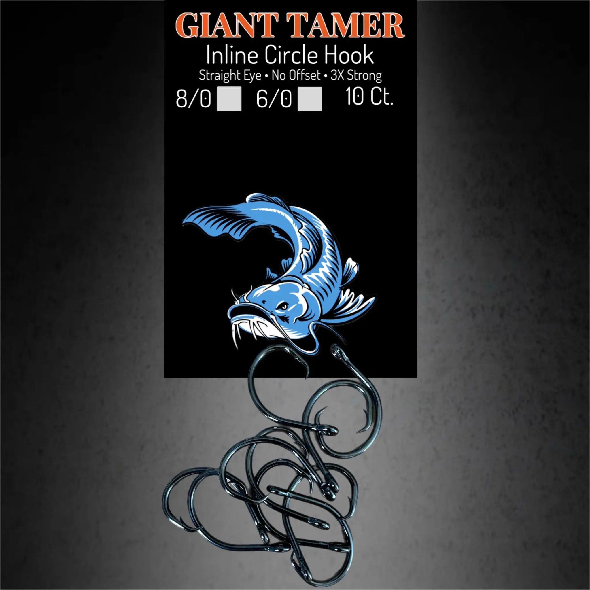 GIANT TAMER In-Line Circle Hooks - Straight Eye, 8/0, 6/0, 10/0 (Heavy Duty)