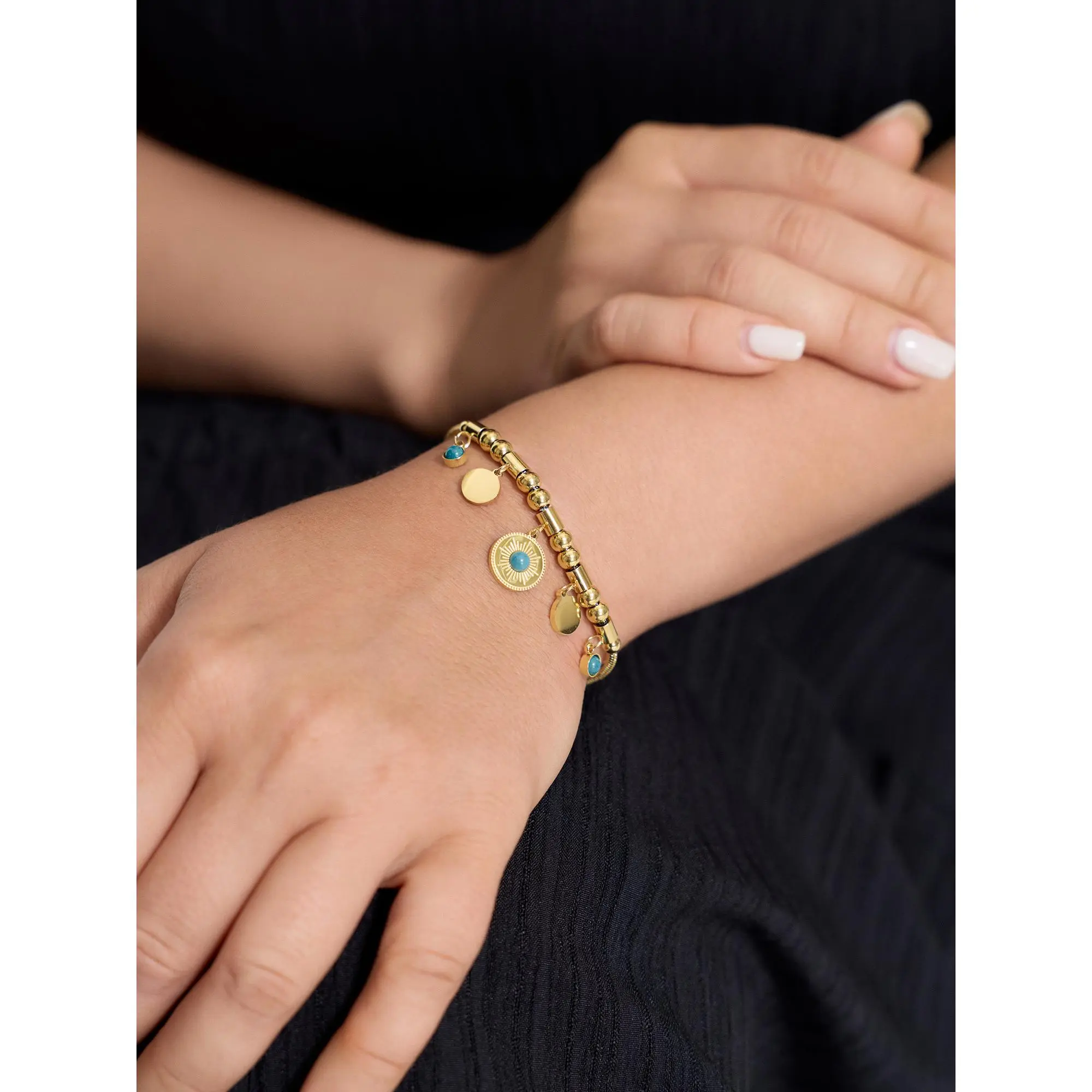 BloomChic Gold Boho Charm Beaded Bracelet