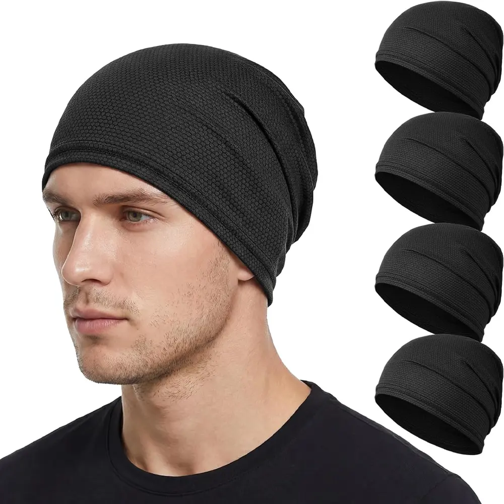 Men's Cycling Skull Cap, Lightweight Breathable Sweatband Helmet Liner, Moisture-Wicking Under Helmet Hat for Motorcycle, Running, Biking, Sweat Wicking Beanie, Beanies, Lightweight Breathable Headwear