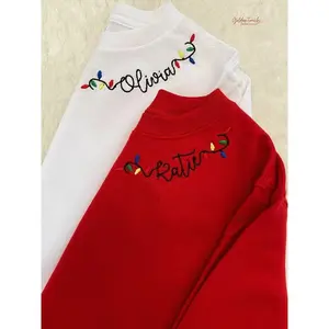 Embroidered Christmas Sweatshirt / Monogram Christmas Shirt / Christmas Lights Shirt /   Christmas Shirt / Custom Christmas Shirt