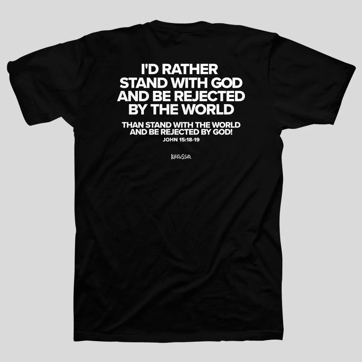 Women's Christian Clothing Casual Top - Kerusso Minimalist Classic T-Shirt with "I Stand With God" Design, Pairable with Black Jeans