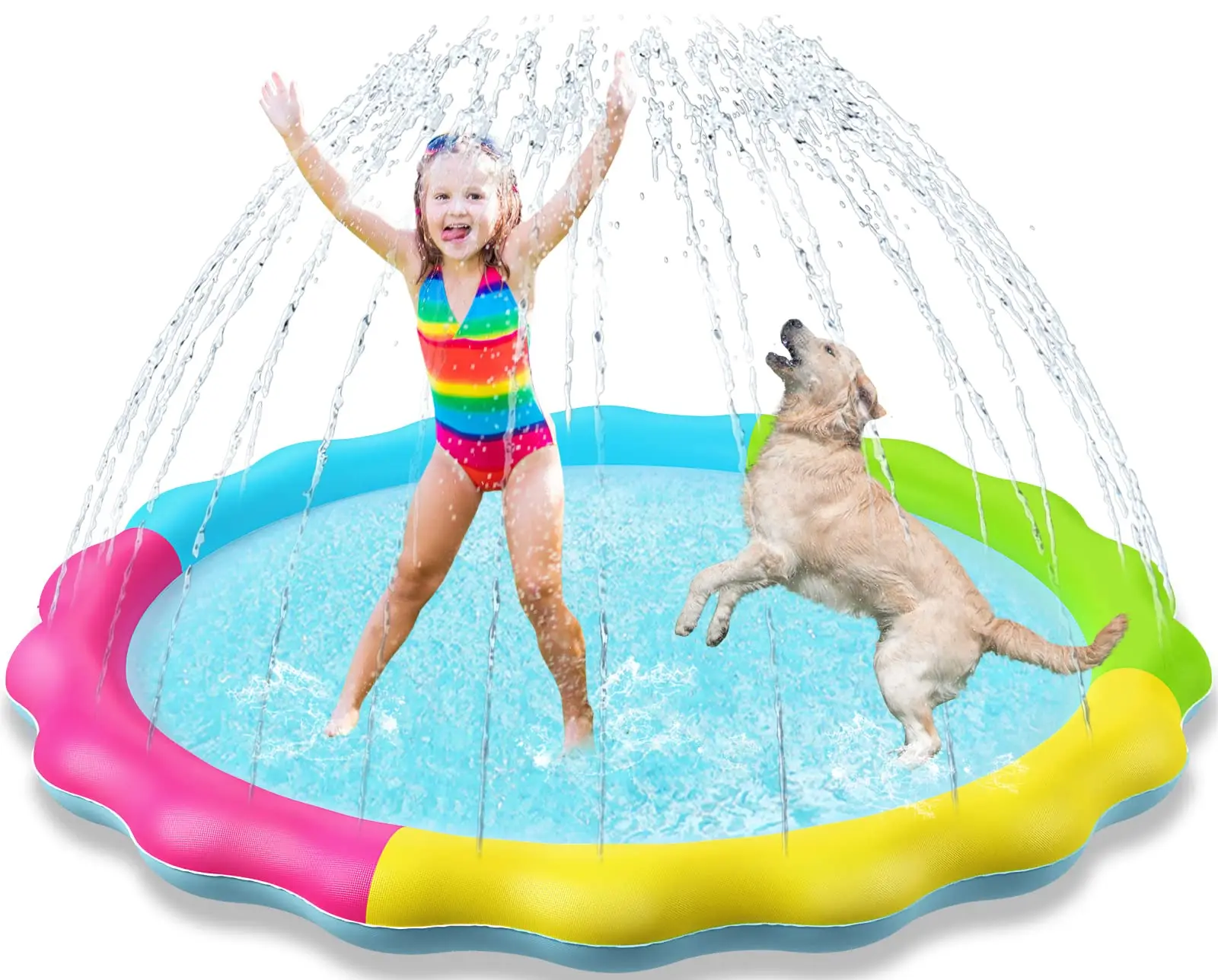 Splash Pad Sprinkler for Kids Splash Play Mat Outdoor Water Toys Inflatable Splash Pad Baby Toddler Pool Boys Girls Children Outside Backyard Dog Sprinkler Pool Age 1 2 3 4 5 6 7 8 9 M
