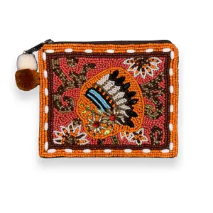 Native American Headdress Beaded Pouch