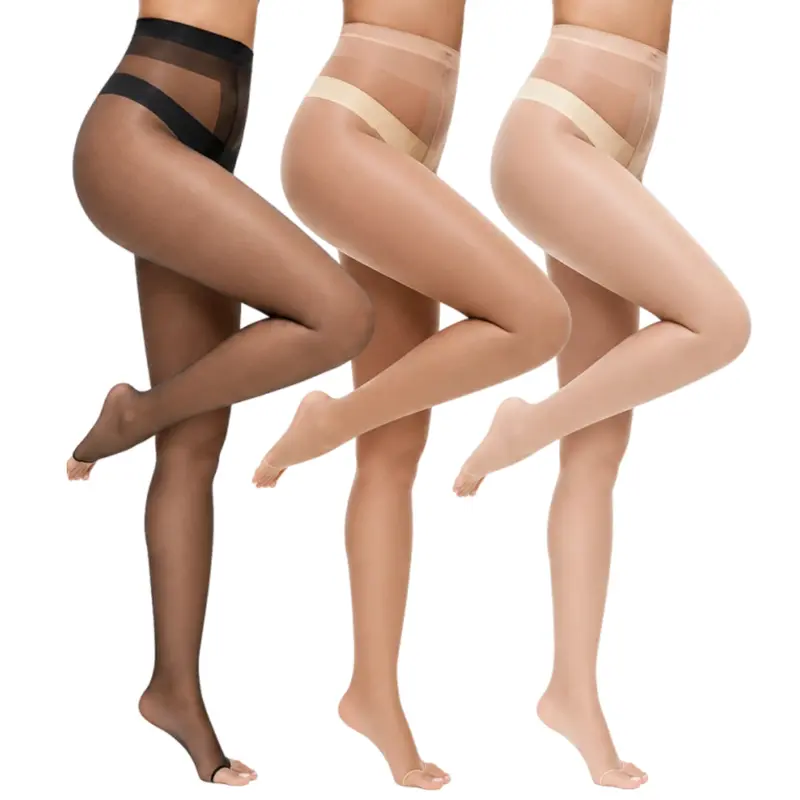 MANZI Women's Toeless 10D Ultra Thin Pantyhose, 3 Pairs Open Toe Sheer Tights with Control Top