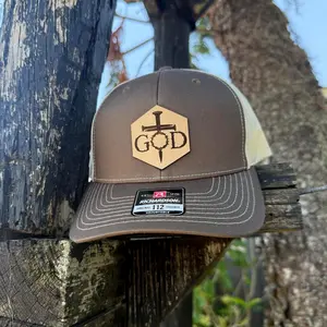 God Crown Of Thorns Leather Patch Trucker Hat, Christian Cap, Richardson 112 Christian Hat, Religious Quotes, Bibble Gifts