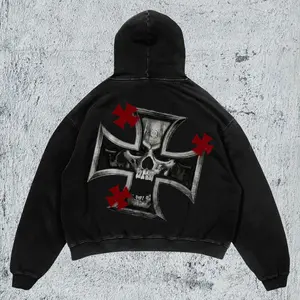 Faith Quote Graphic Hoodie Retro Slogan Pullover Vintage Distressed Black Sweatshirt Y2K Style Unisex Oversized Heavyweight Fabric Dropped Shoulders Spacious Kangaroo Pocket