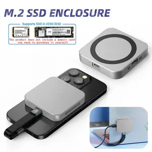 Magnetic M2 2230 2242 NVMe SSD Enclosure, Type C NVMe PCIE SSD Enclosure with Cooling Fan, Hard Disk Enclosure for Mobile Phones & Laptops