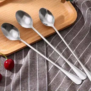 Stainless Steel Long Handle Ice Tea Spoon, Coffee Spoon, Ice Cream Stirring Spoon, Dishwasher Safe, Kitchen Accessories, Flatware Set