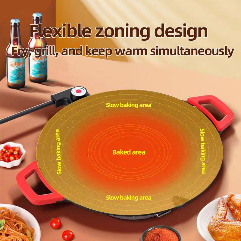 Portable Electric Korean BBQ Grill Pan Smokeless Non-stick Temperature-adjustable Ideal for Grilling Meat Pancakes Vegetables at Home or Outdoors Essential Tool for Indoor Outdoor Barbecues in Autumn and Winter