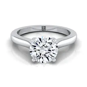 Comfort Fit Cathedral Solitaire Engagement Ring Setting in Platinum