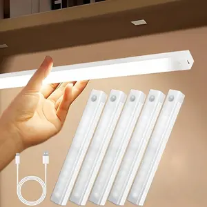6-Piece Rechargeable USB Motion Sensor Decorative Night Light, Wireless LED Strip Lights for Bedroom Kitchen Cabinets Closets Stairs Hallway, Home Decor Lighting, Indoor Lighting