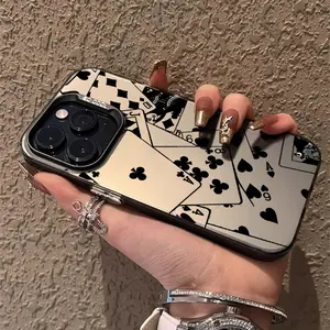 Phone case for iPhone 16 Pro Max 15 Plus 14 13 12 11 XR XS Poker Matte Military-Grade Drop Protection Silicone Cover