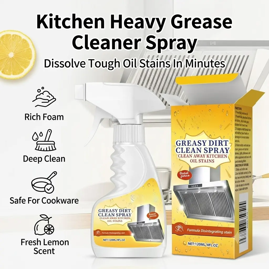 Foaming Kitchen Grease Cleaning Spray| Multi-Purpose Degreaser for Stove, Range Hood & Cookware 120ml