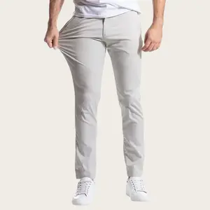 Men's Casual Business Chinos Pants, Straight Leg Twill High Stretch Solid Color Cotton Trousers, Slim Fit Breathable Formal Casual Long Pants for Men, Multiple Colors Available