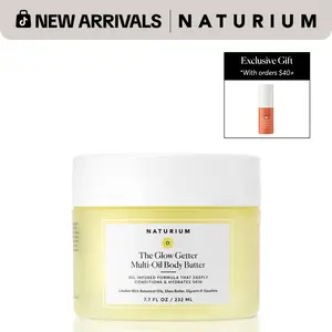 Naturium The Glow Getter Multi-Oil Body Butter - Shea Butter and Glycerin Moisturizer, Vanilla and Coconut Scent (7.7 FL OZ)