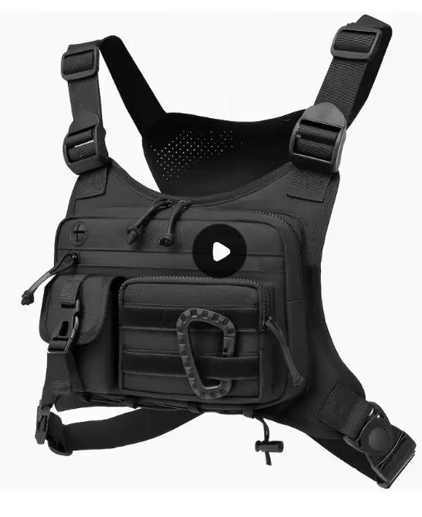 Tactical Chest Bag Men's Vest Edc Waterproof Anti-Theft Chest Pack Rig for Outdoor Cycling Bags Running Front Chest Pack Gear with Adjustable Straps and Secure Storage Activewear Carabiners