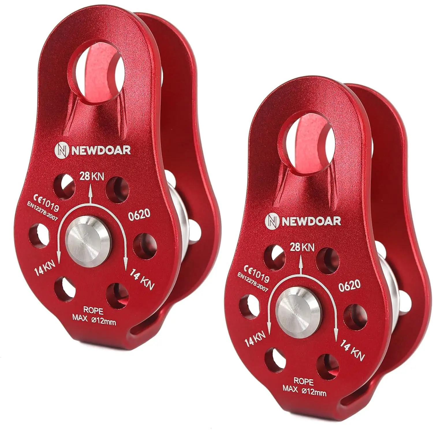 Fixed Plate Micro Pulley,28KN CE Certified General Purpose Small Aluminum Rope Pulleys for Climbing/Aloft Work/Rappelling/Rescue Etc