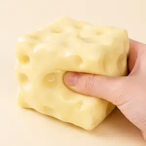 Cheese Squeeze Toy 2 Styles Slow Rebound High Toughness Stress Relief Fidget Toy For Adults Party Favors Soft Sensory Toy Portable Relaxation Gift Cute Cheese Shape Pinch Toy